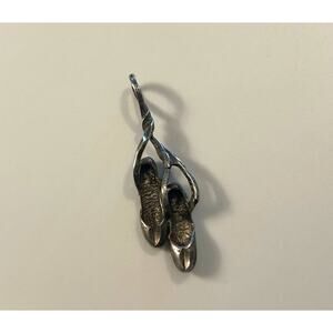 Vintage Sterling Silver Ballerina Shoes Pendant Charm 925